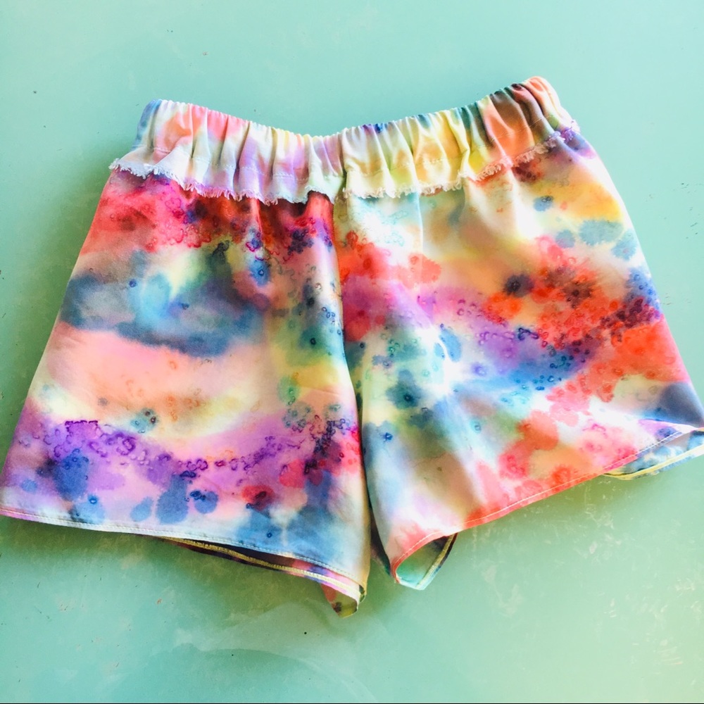NEW Rainbow Silk Boho Deadstock Vintage Shorts